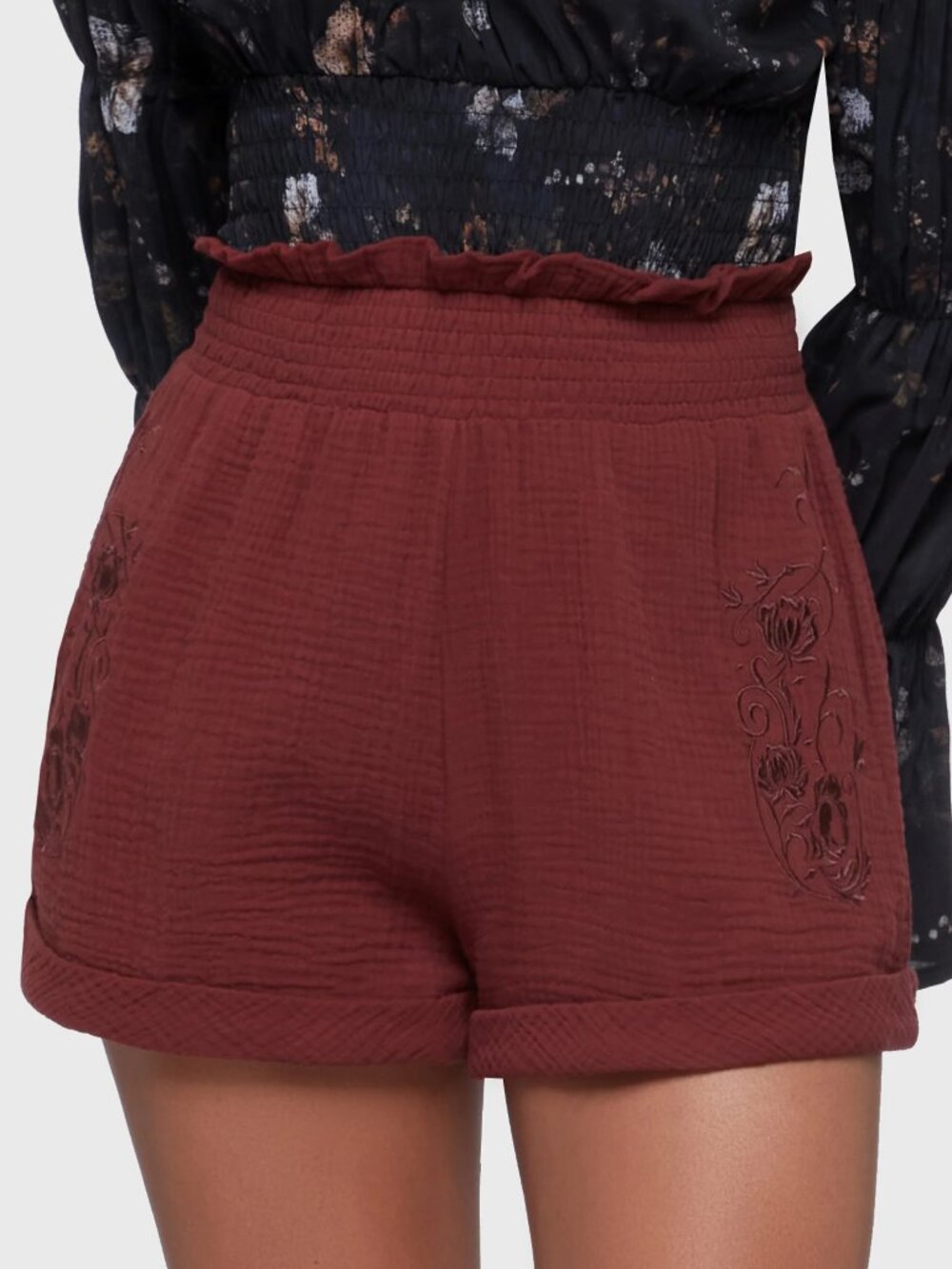 Killstar Burgundy cotton shorts